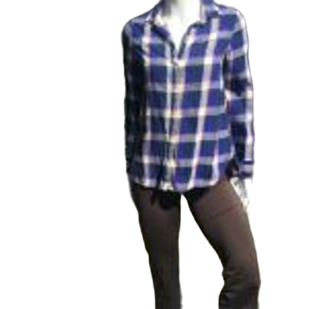 Old Navy Classic Button Down Plaid Shirt Blue Pink Women's Size S Small